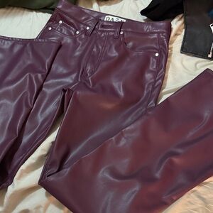 Daze Faux Leather Pants in Burgundy